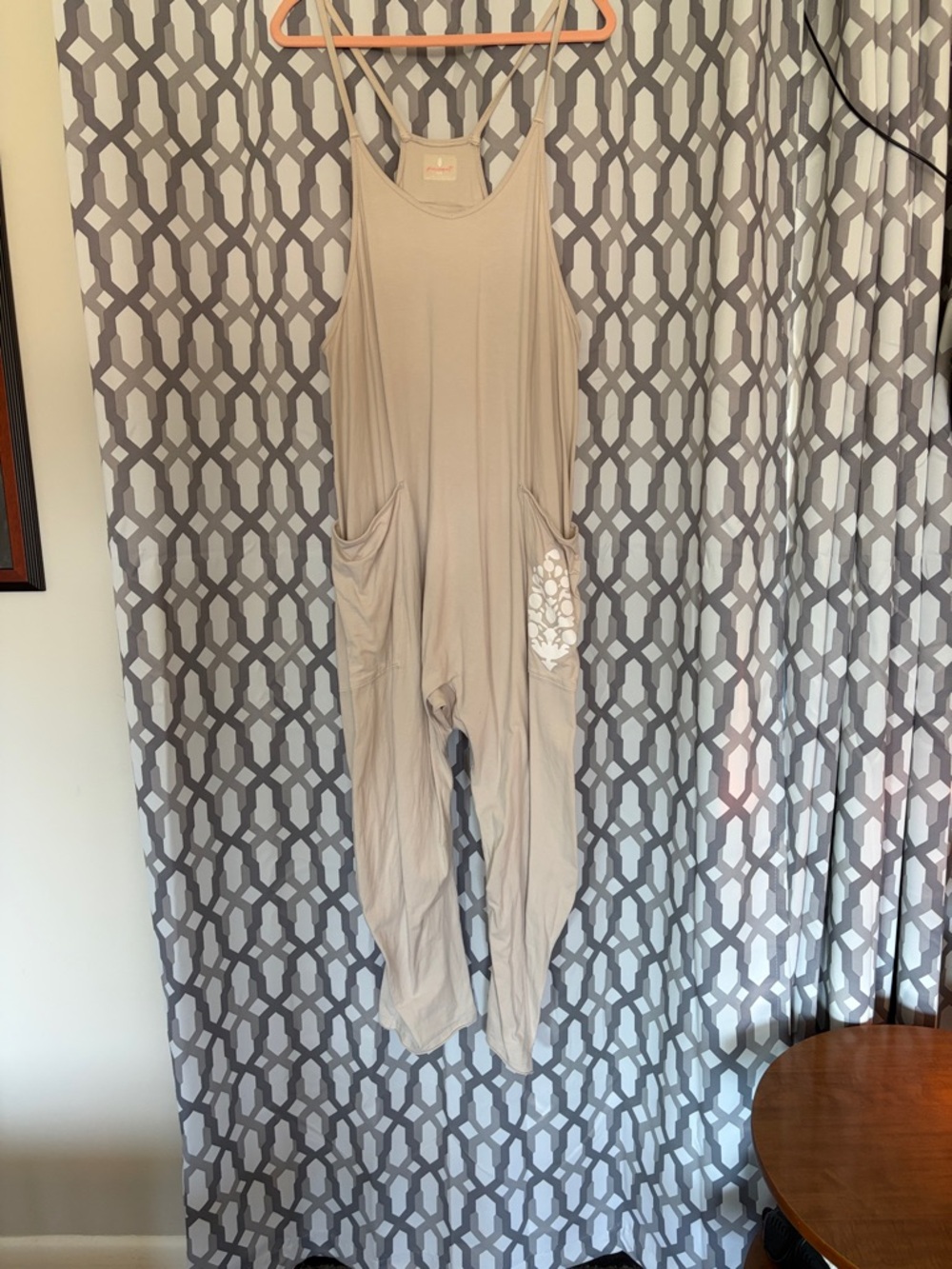 FP Movement by Free People Beige Relaxed-Strap Jumpsuit with Side Pockets